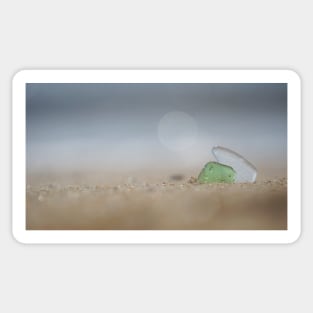 Two Shards of Sea Glass Together in the Sand Sticker